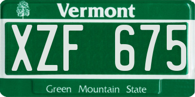 VT license plate XZF675