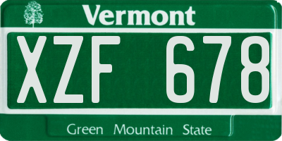 VT license plate XZF678