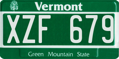 VT license plate XZF679