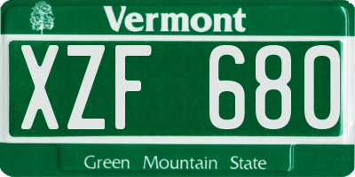 VT license plate XZF680