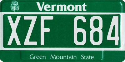 VT license plate XZF684