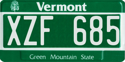 VT license plate XZF685