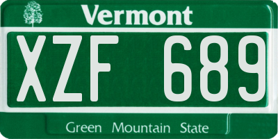 VT license plate XZF689