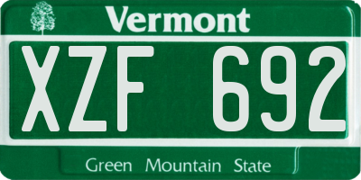 VT license plate XZF692