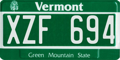 VT license plate XZF694