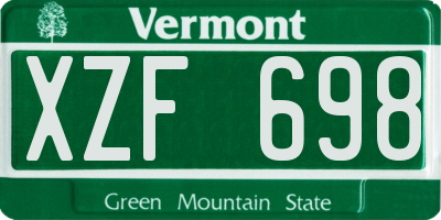 VT license plate XZF698
