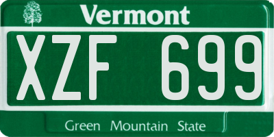 VT license plate XZF699