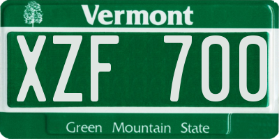 VT license plate XZF700