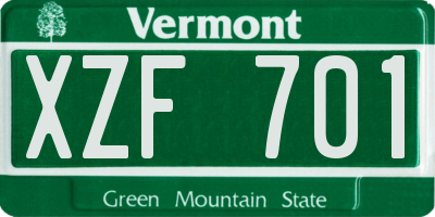 VT license plate XZF701