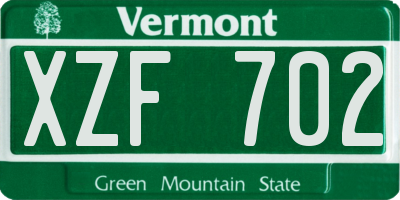 VT license plate XZF702