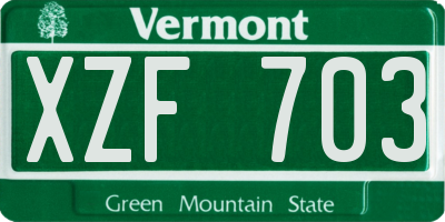 VT license plate XZF703