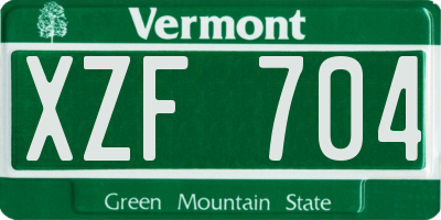 VT license plate XZF704