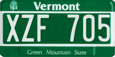 VT license plate XZF705