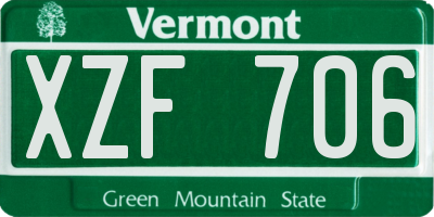 VT license plate XZF706