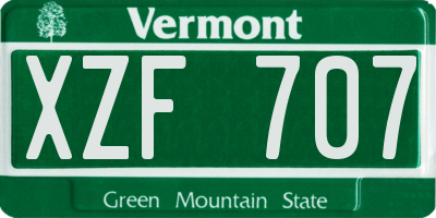 VT license plate XZF707