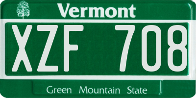 VT license plate XZF708