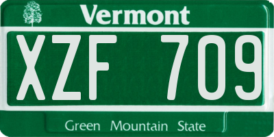 VT license plate XZF709