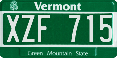 VT license plate XZF715