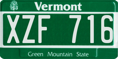 VT license plate XZF716