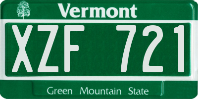 VT license plate XZF721