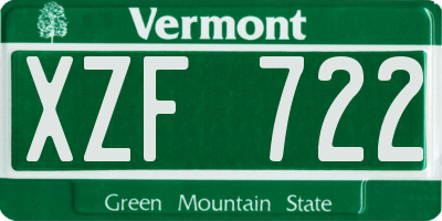 VT license plate XZF722