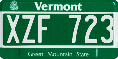VT license plate XZF723