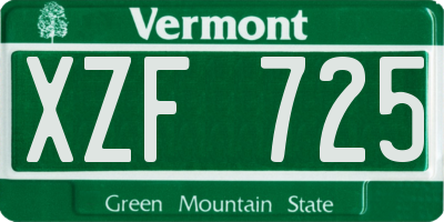 VT license plate XZF725