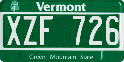VT license plate XZF726