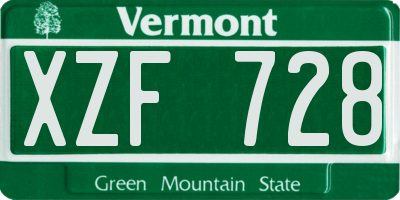 VT license plate XZF728