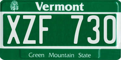 VT license plate XZF730