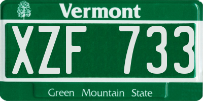 VT license plate XZF733