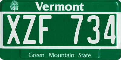 VT license plate XZF734