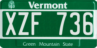 VT license plate XZF736
