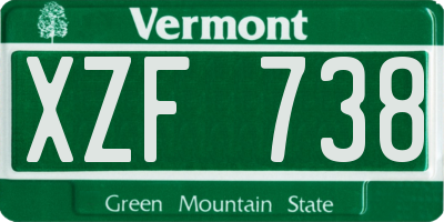 VT license plate XZF738