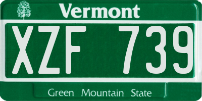 VT license plate XZF739