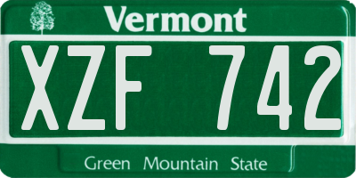 VT license plate XZF742