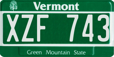 VT license plate XZF743