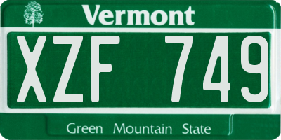 VT license plate XZF749