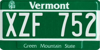 VT license plate XZF752