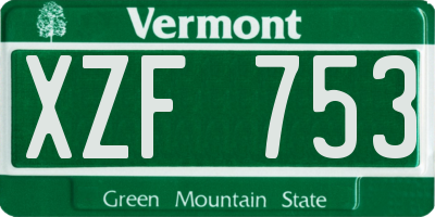 VT license plate XZF753