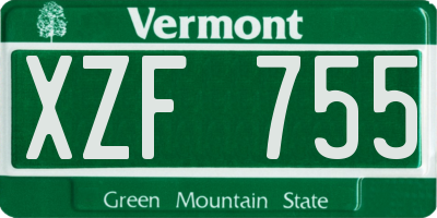 VT license plate XZF755
