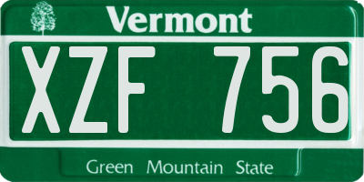 VT license plate XZF756