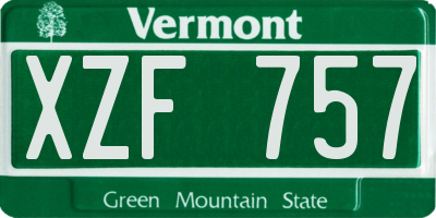 VT license plate XZF757