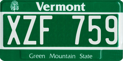 VT license plate XZF759
