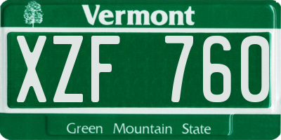 VT license plate XZF760