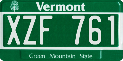 VT license plate XZF761