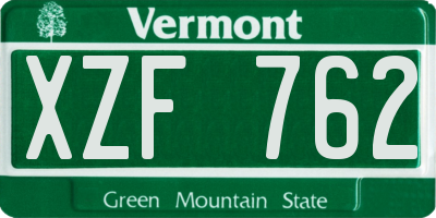 VT license plate XZF762