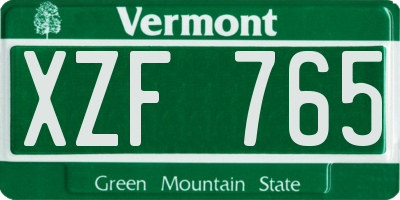 VT license plate XZF765
