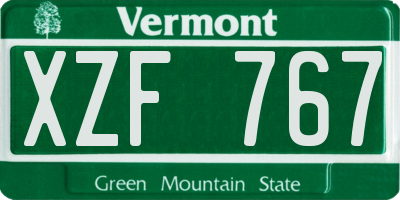 VT license plate XZF767