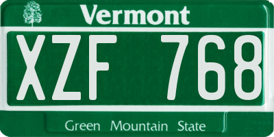 VT license plate XZF768